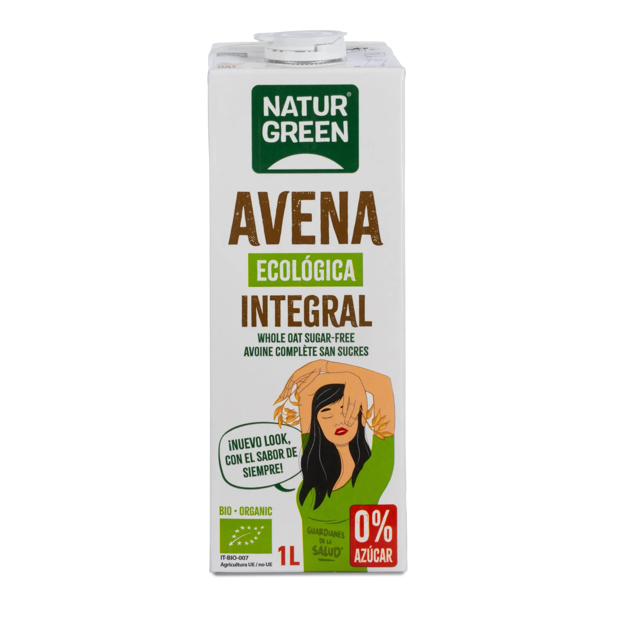 Pack 6 uds Bebida de Avena Integral 0% Azúcares Bio NaturGreen 1 L