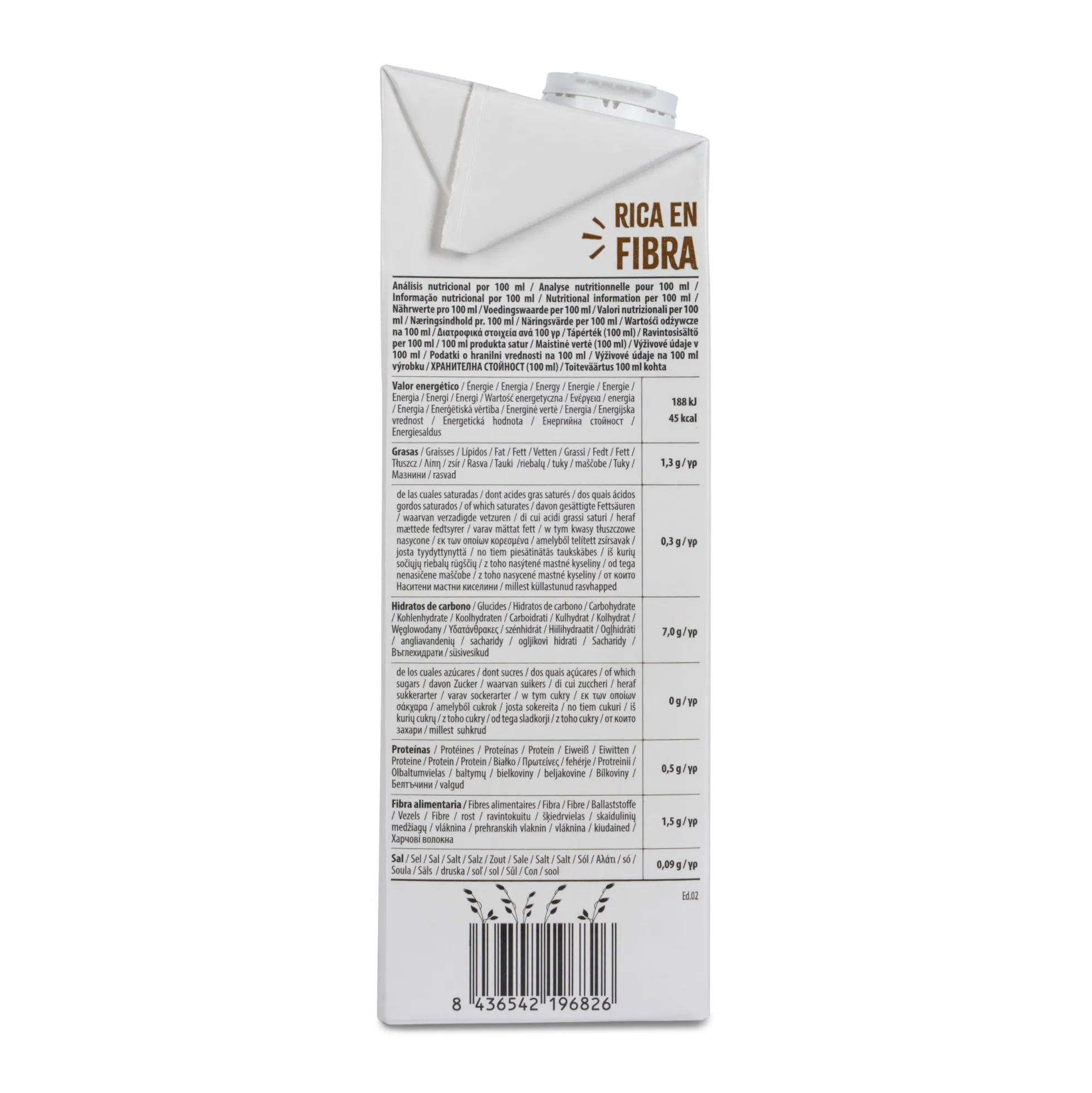 Pack 6 uds Bebida de Avena Integral 0% Azúcares Bio NaturGreen 1 L