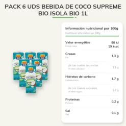 Pack 6 uds Bebida de Coco Supreme Bio Isola Bio 1L