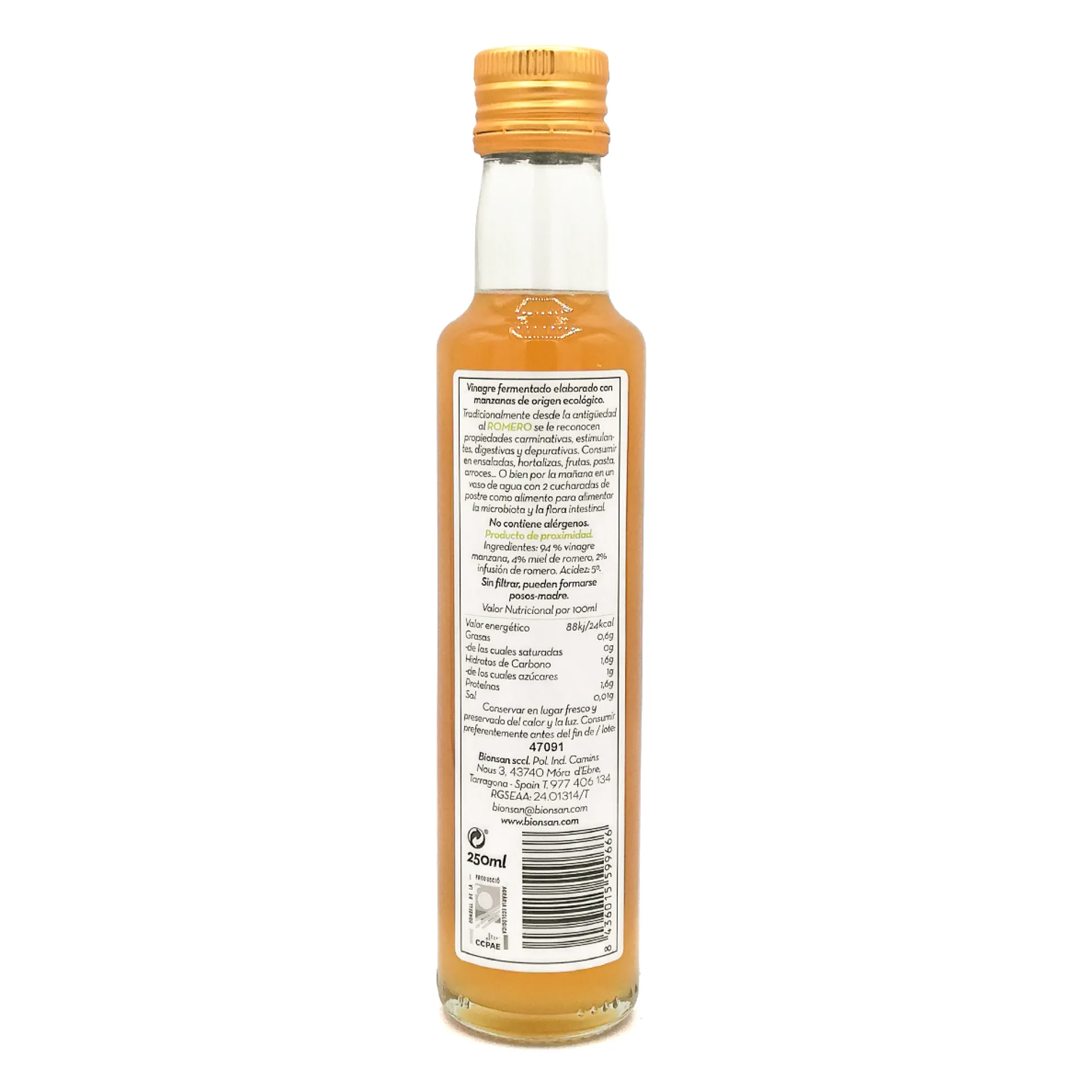 Pack 3 Vinagres De Manzana Sabores Eco Bionsan 250ml