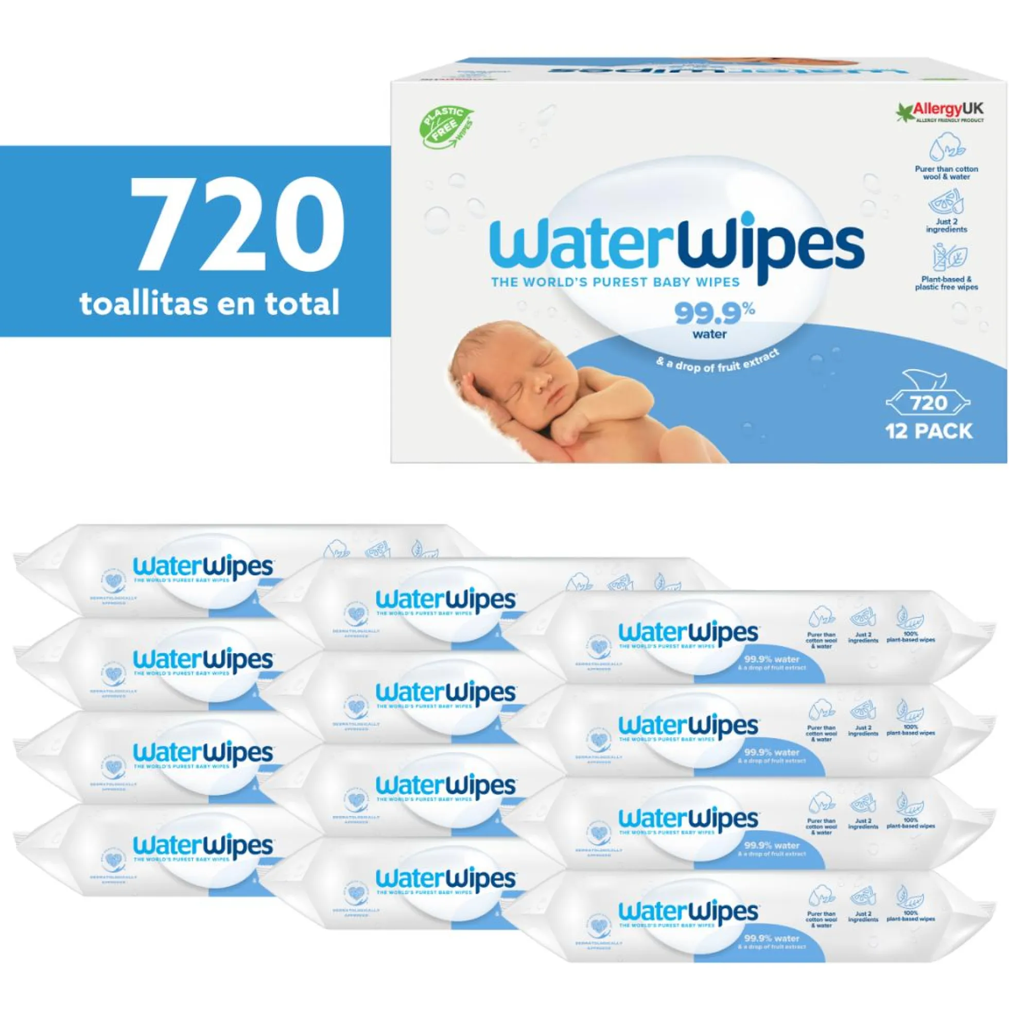 Pack WaterWipes BIO Toallitas de bebé 720 Uds