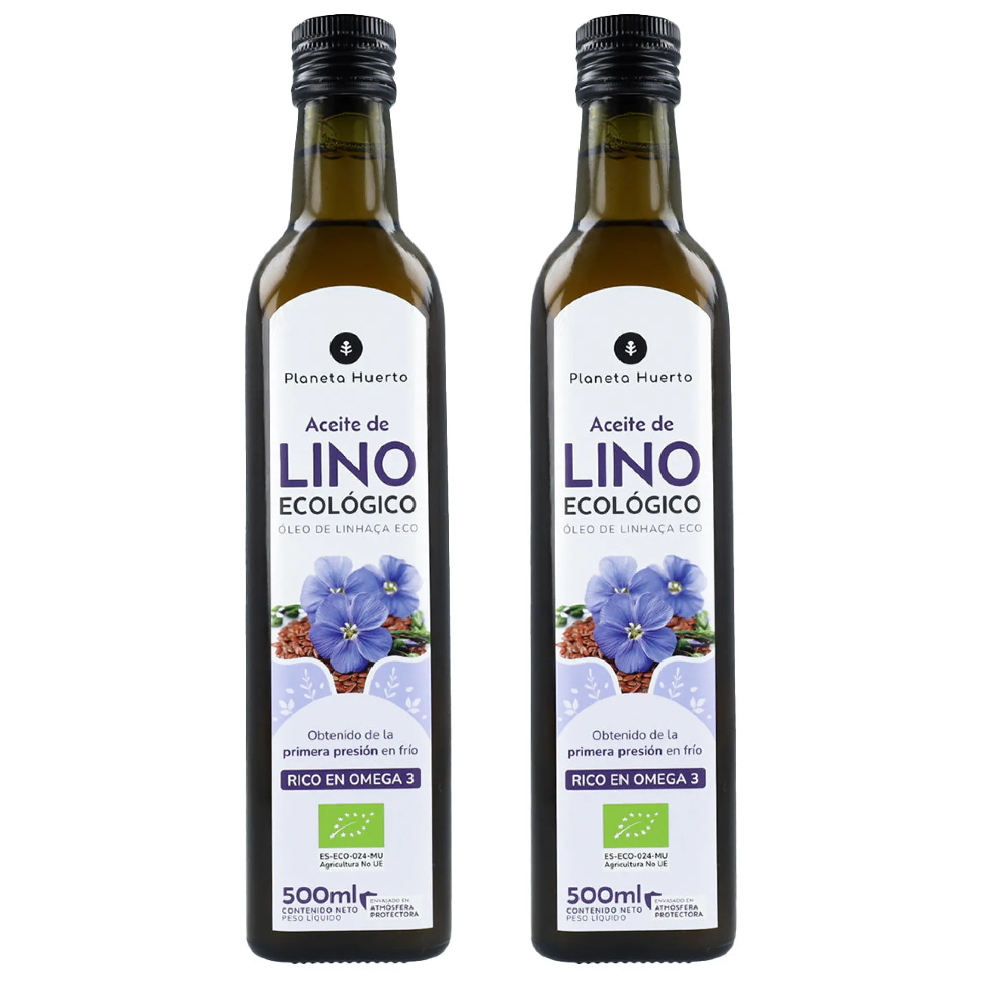Pack 2x Aceite de Lino prensado en frío ECO Planeta Huerto 500 ml