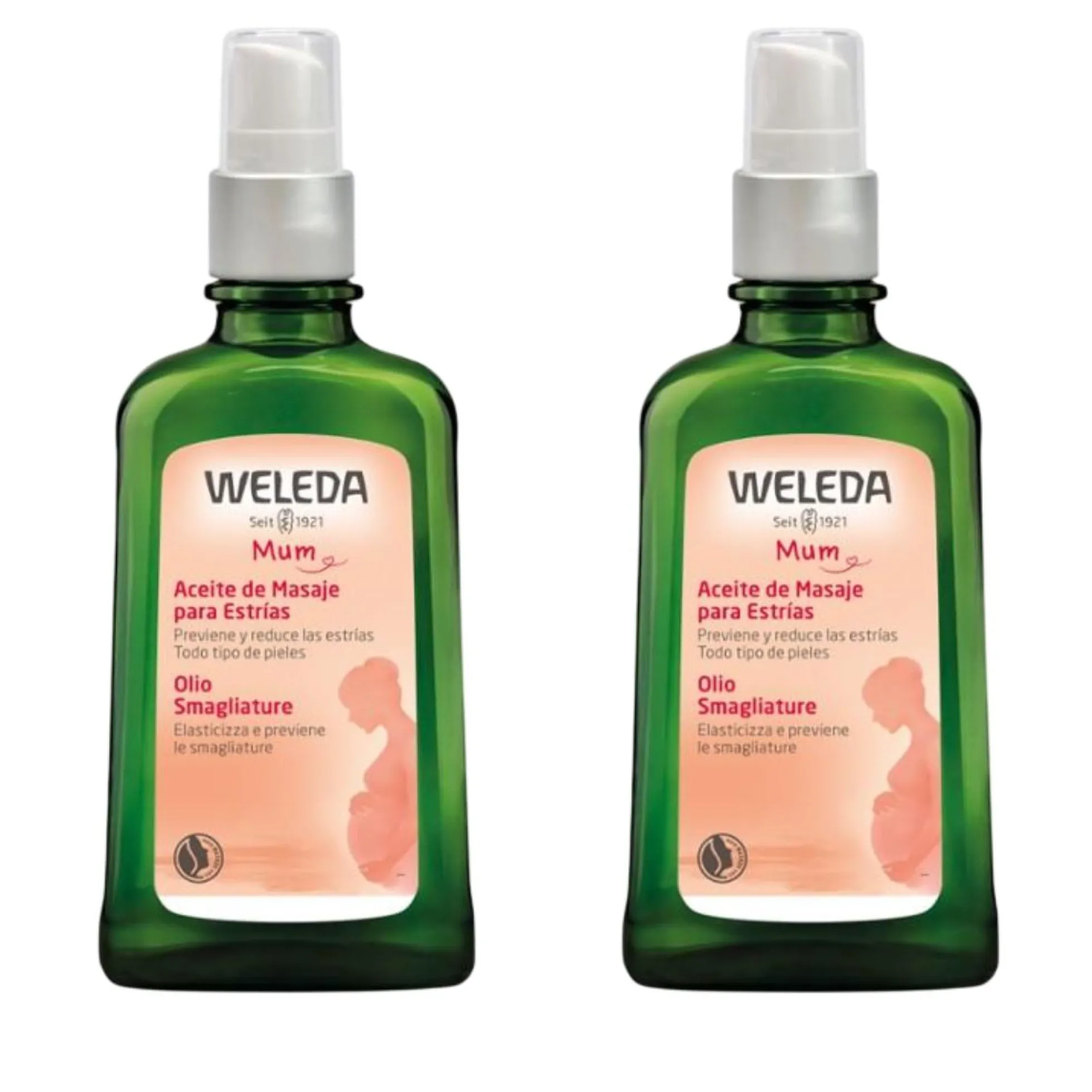 Pack 2 x Aceite de Masaje antiestrías, Weleda, 100ml