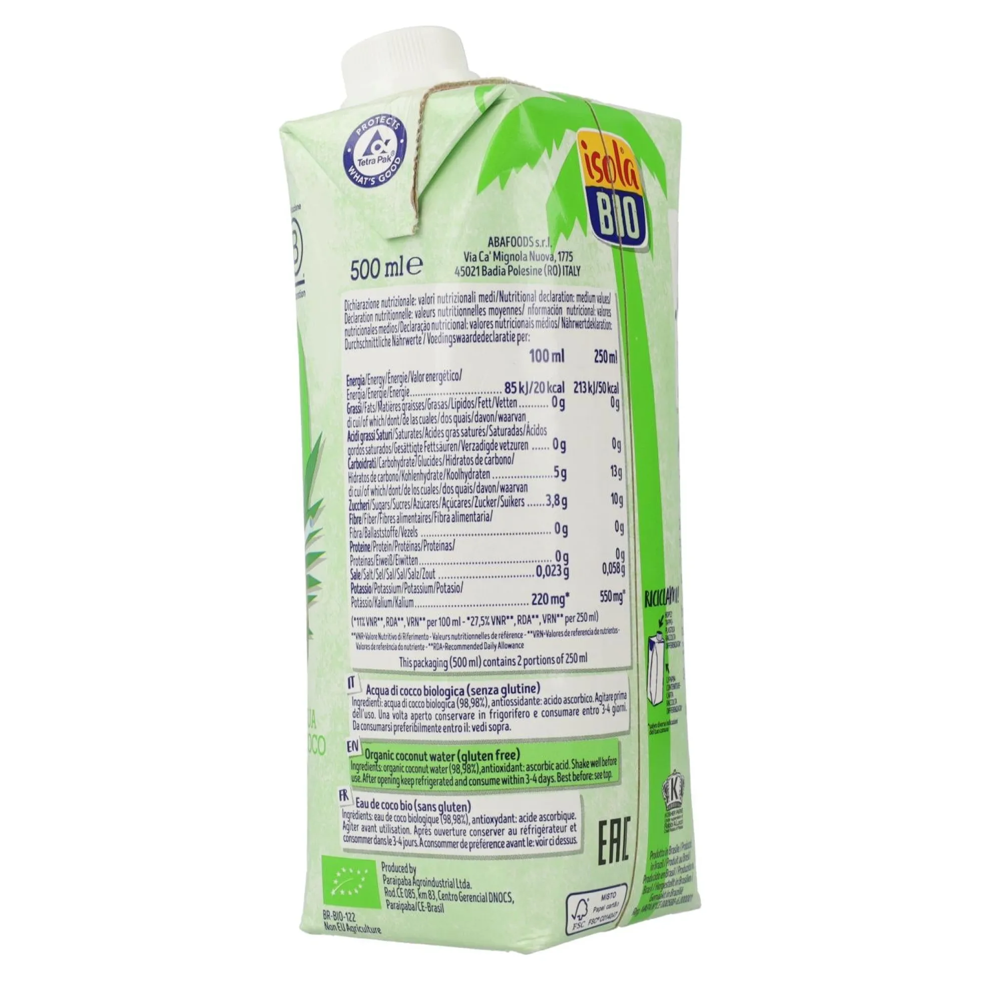 Pack 6x Agua de Coco BIO Isola Bio 500 ml