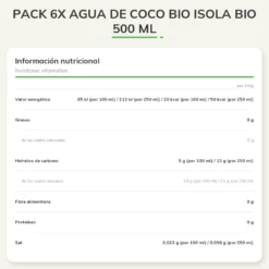 Pack 6x Agua de Coco BIO Isola Bio 500 ml