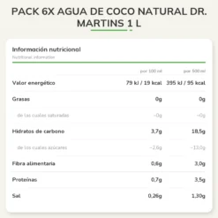 Pack 6x Agua de Coco Natural Dr. Martins 1 L