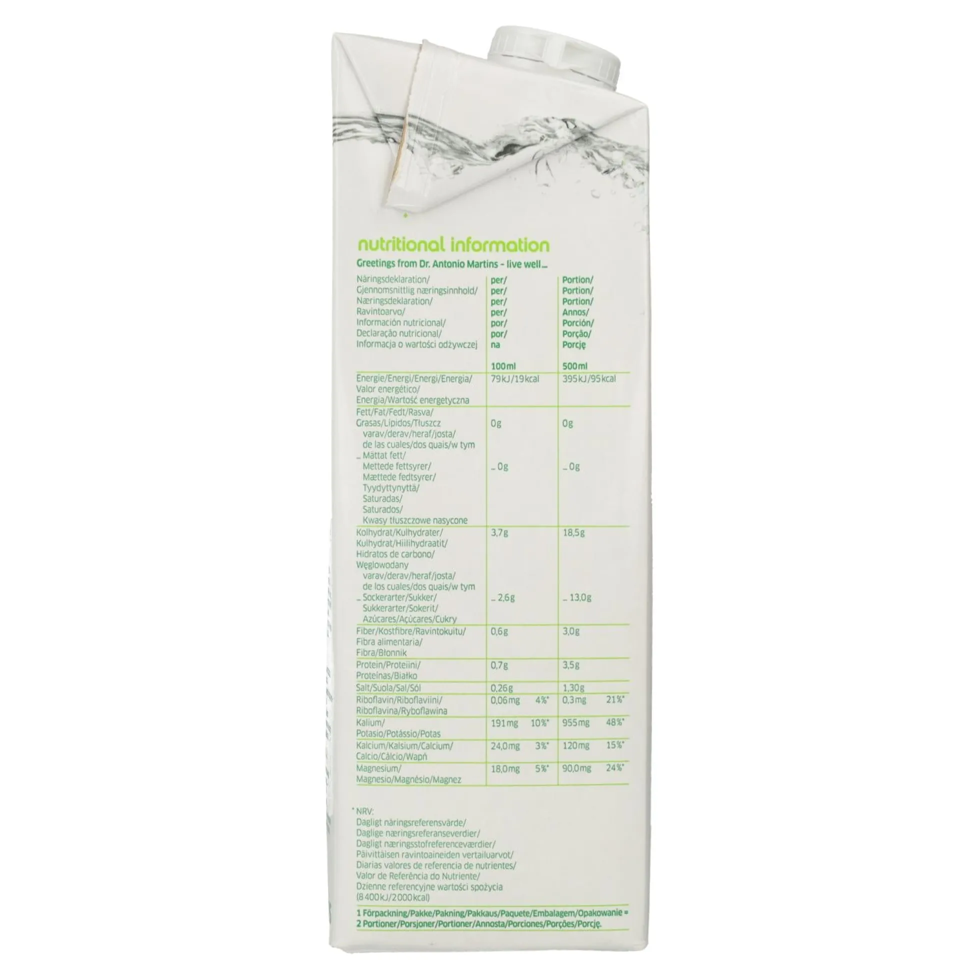 Pack 6x Agua de Coco Natural Dr. Martins 1 L