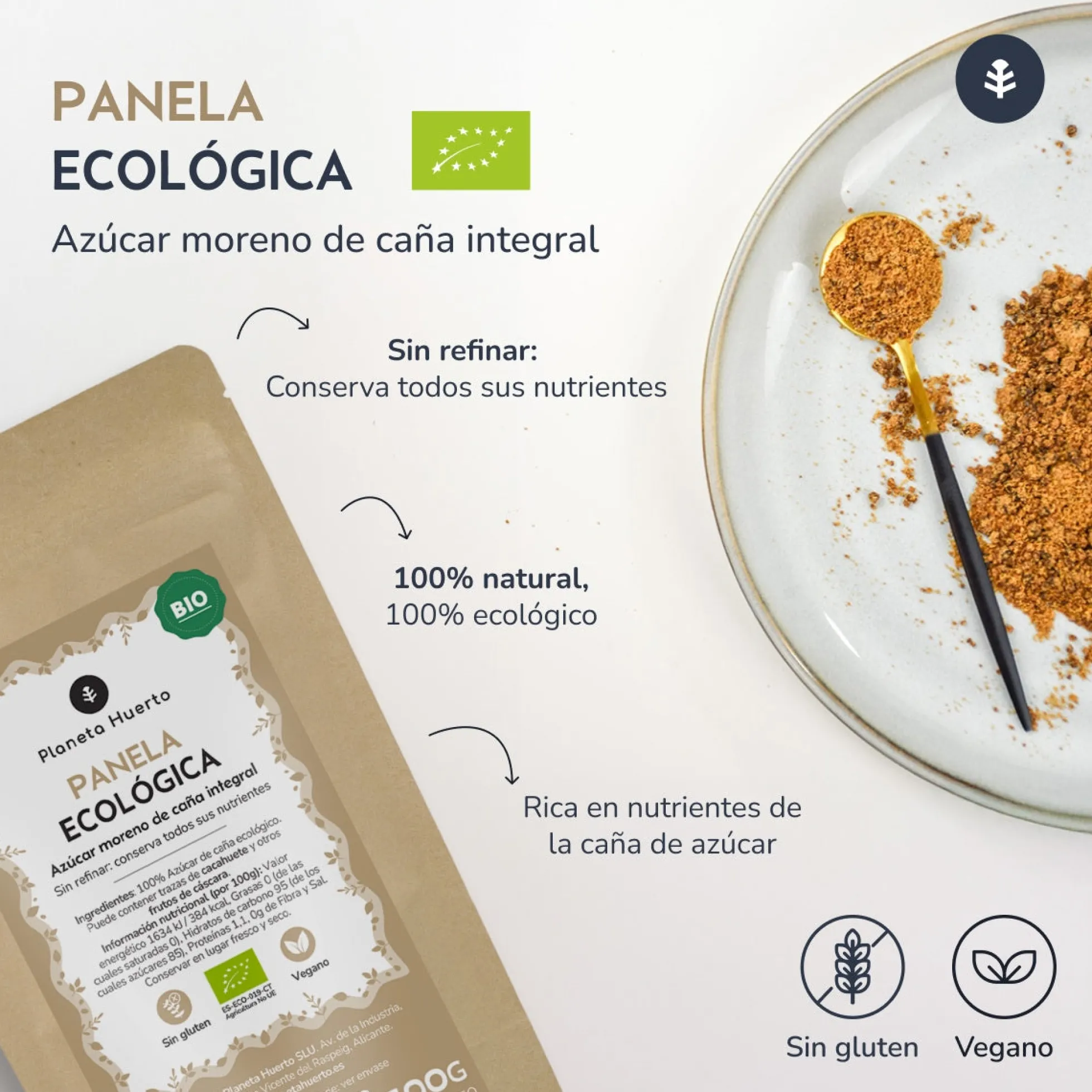 Pack 2x Azúcar Panela ECO Planeta Huerto 1kg