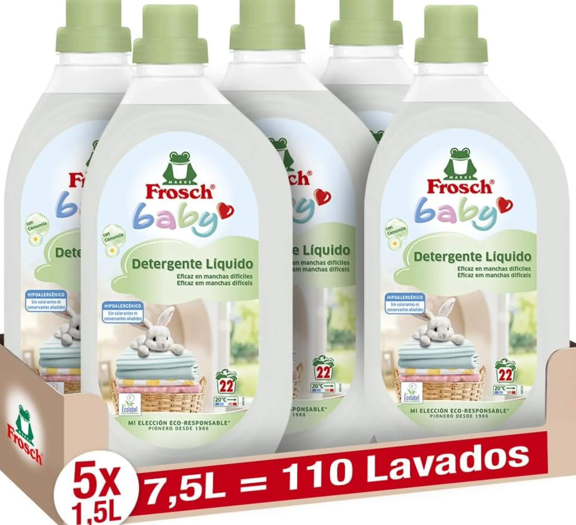 Pack 5X Baby detergente, Frosch, 1500 ml