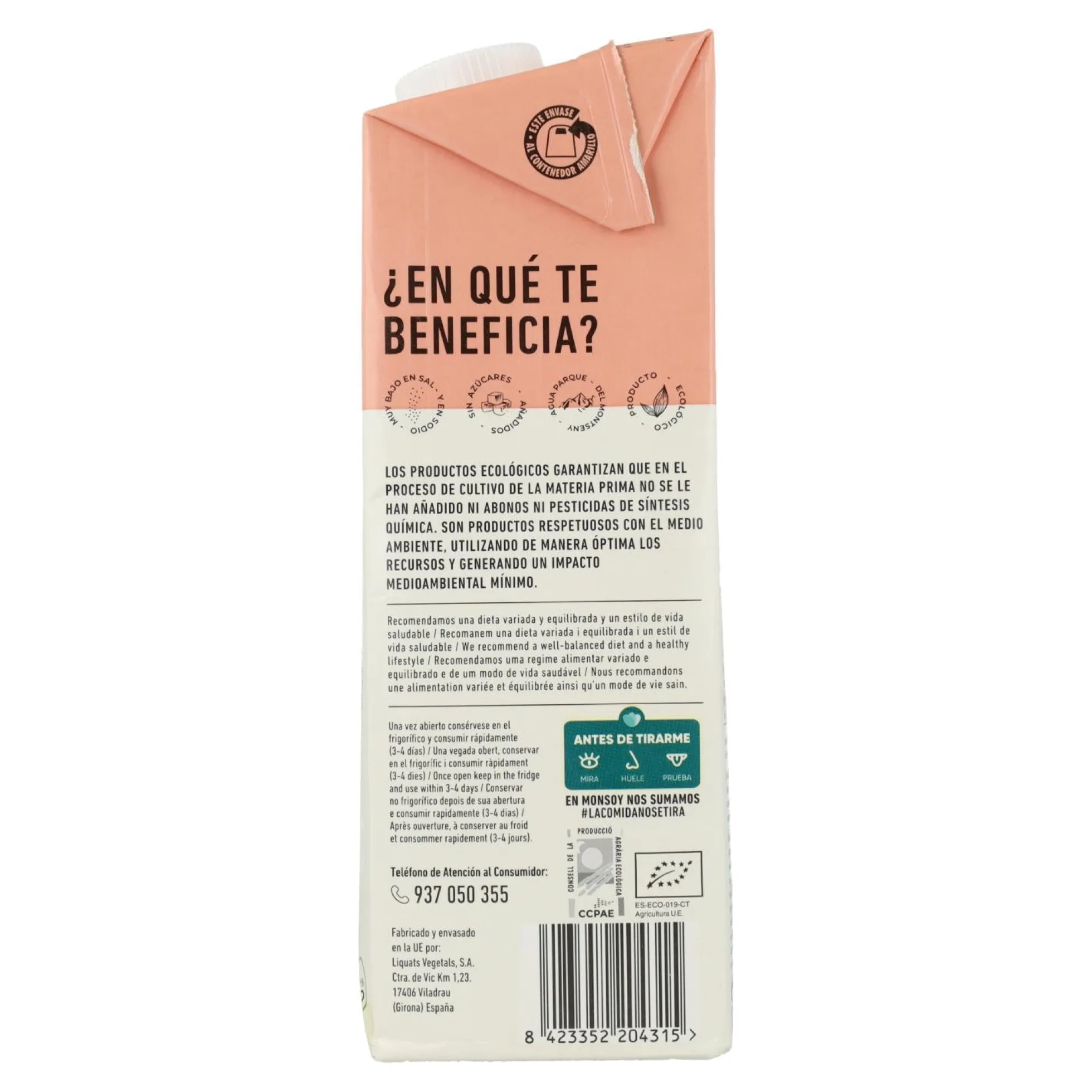 Pack 6 x Bebida Arroz y Avellanas BIO Monsoy 1L
