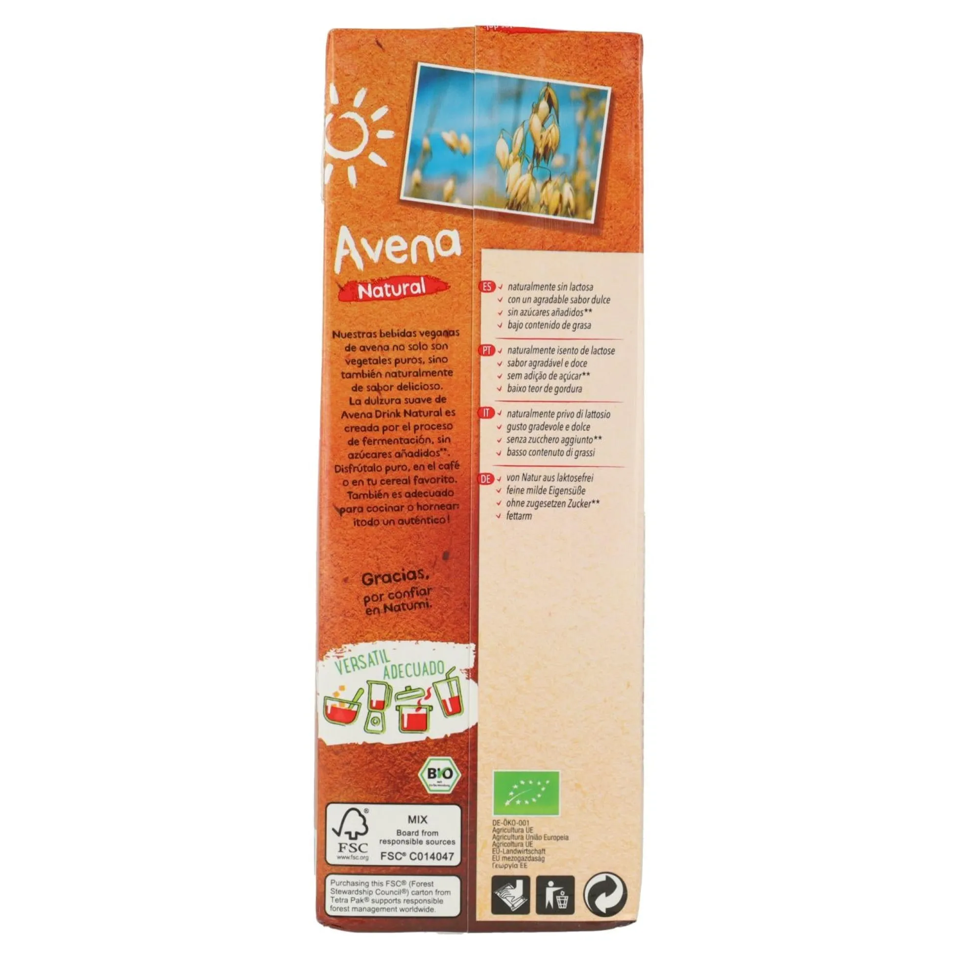 Pack 6 x Bebida Avena BIO Natumi 1 L