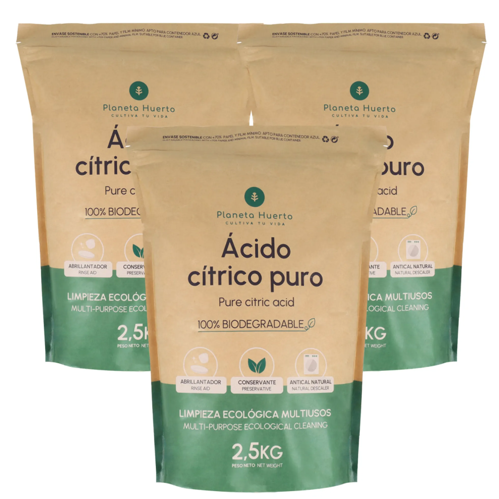 Pack 3xÁcido cítrico Planeta Huerto 2,5 Kg