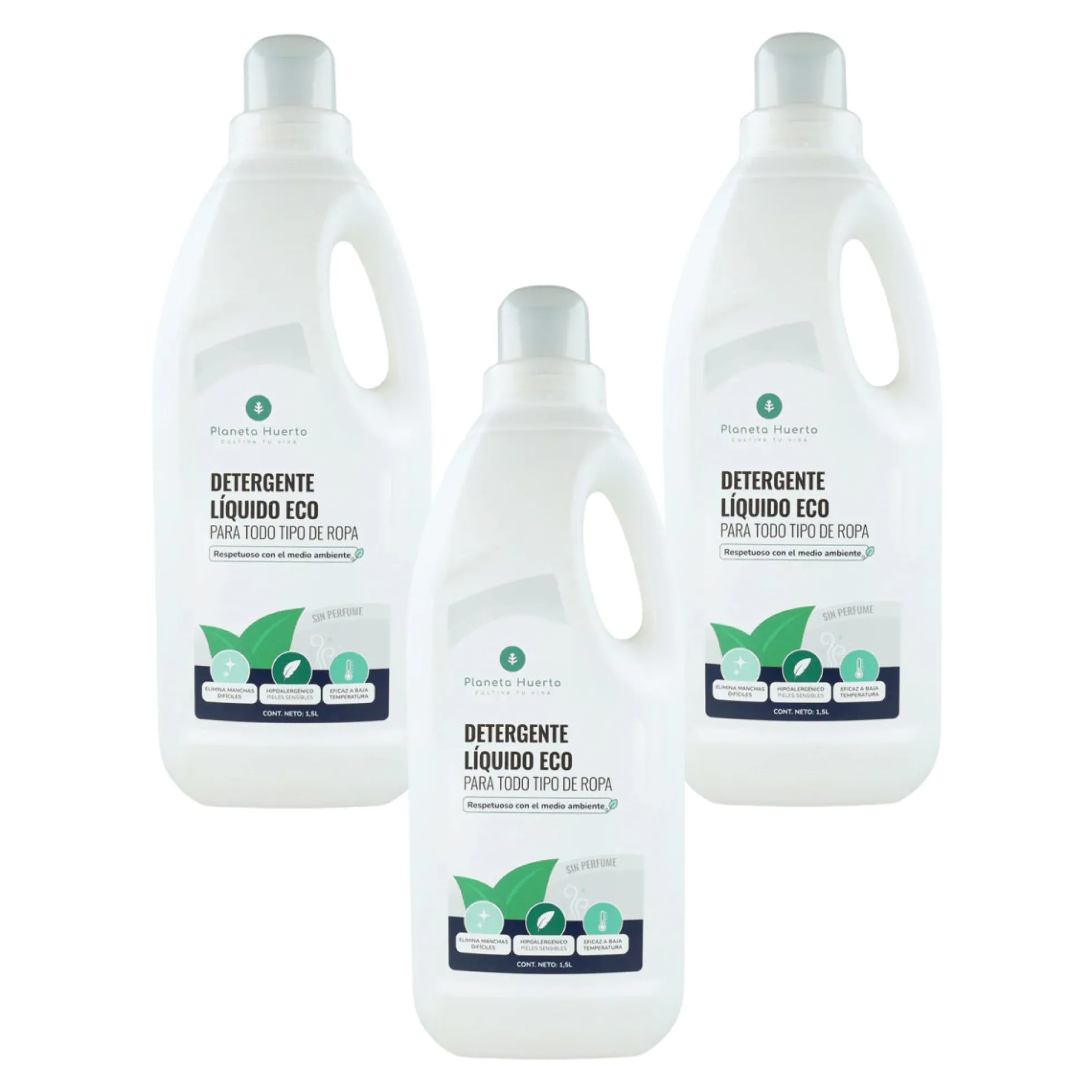 Pack 3xDetergente Líquido Ropa ECO Sín PerfumePlaneta Huerto 1,5 Litros