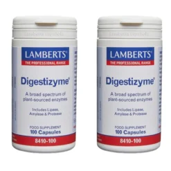 Pack 2x Digestizyme Enzimas Digestivas, Lamberts, 100 cápsulas