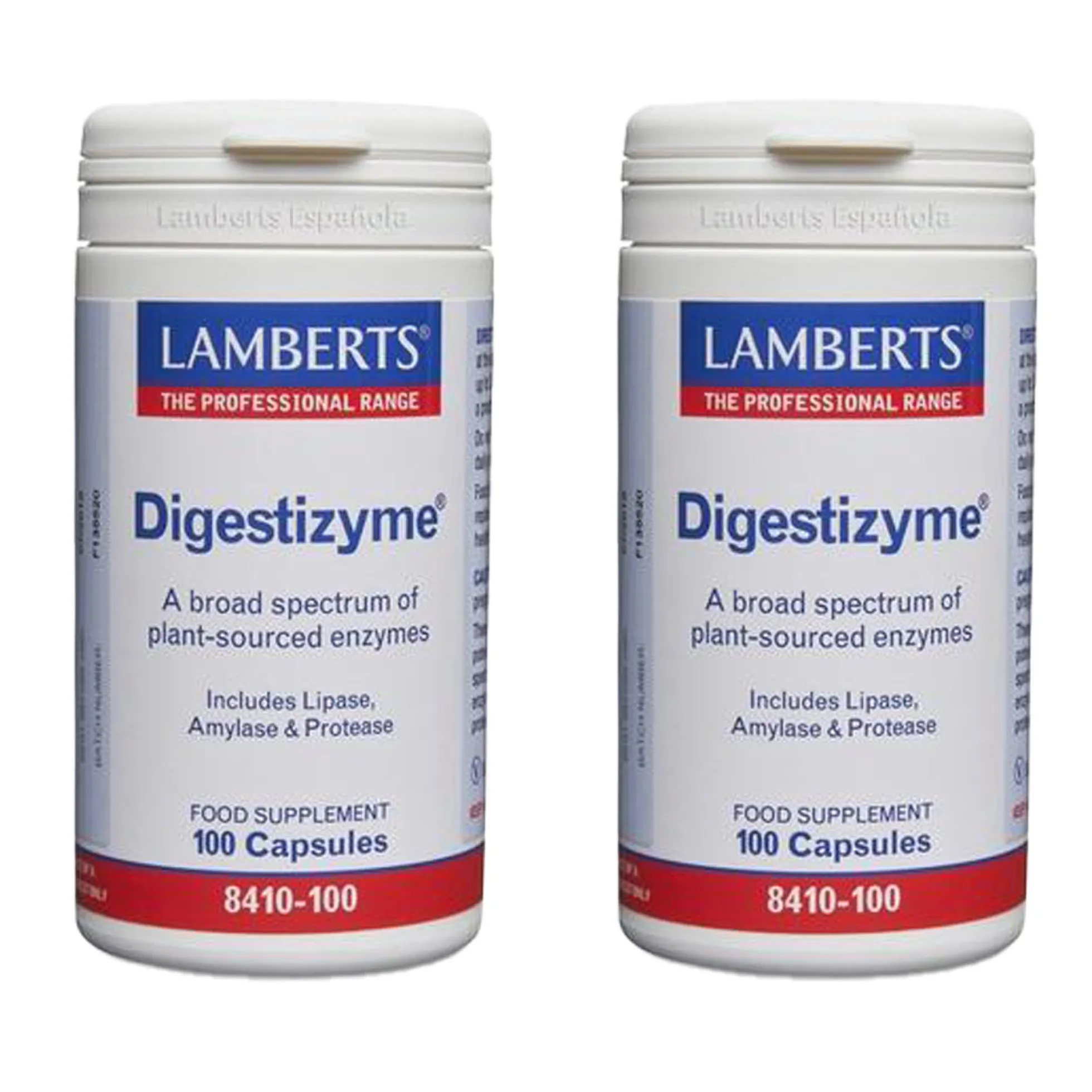 Pack 2x Digestizyme Enzimas Digestivas, Lamberts, 100 cápsulas