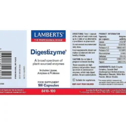 Pack 2x Digestizyme Enzimas Digestivas, Lamberts, 100 cápsulas