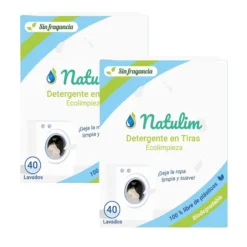 Pack 2x Eco Tiras de Lavar sin fragancia, Natulim, 40 lavados