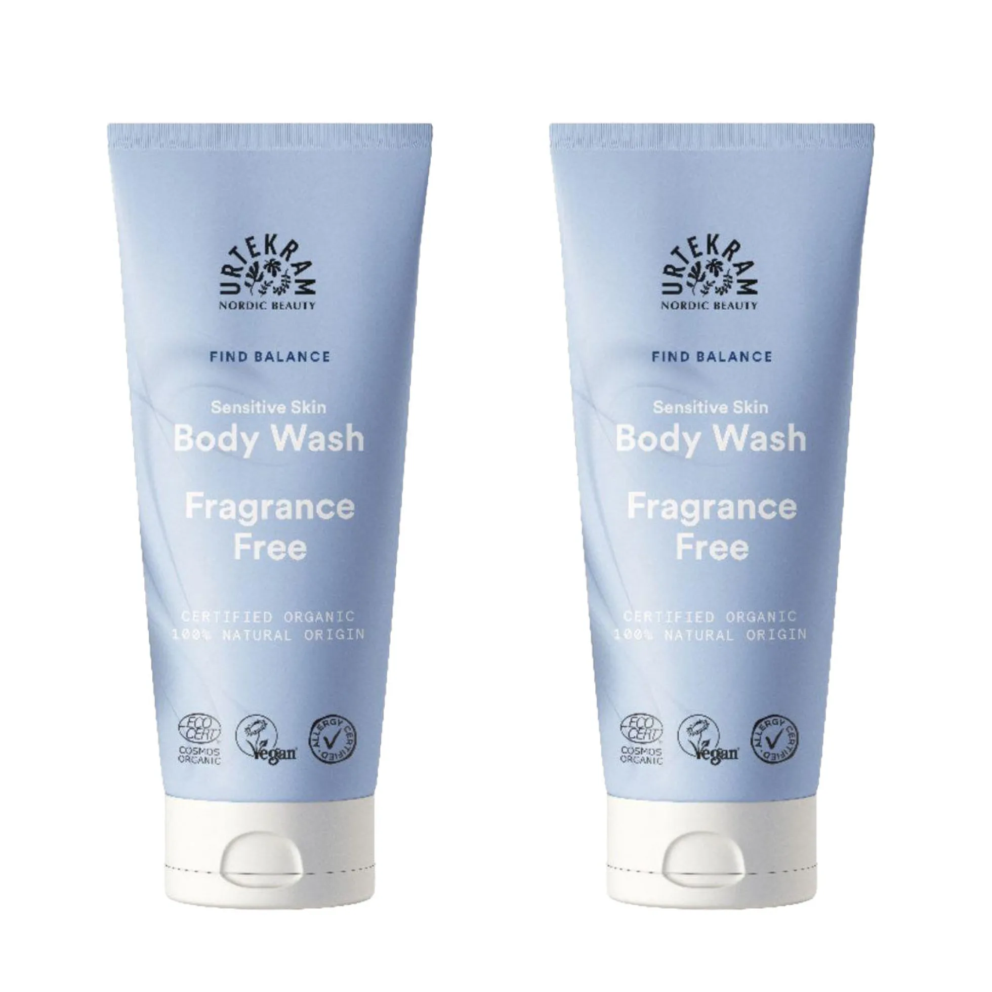 Pack 2x Gel de baño sin fragancia Urtekram