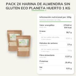 Pack 2x Harina de Almendra Sin Gluten ECO Planeta Huerto 1 kg