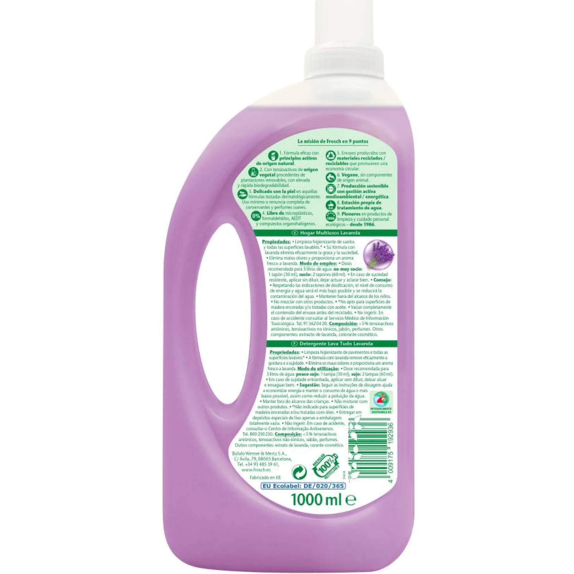 Pack 10x Hogar multiusos lavanda Frosch 1000 ml