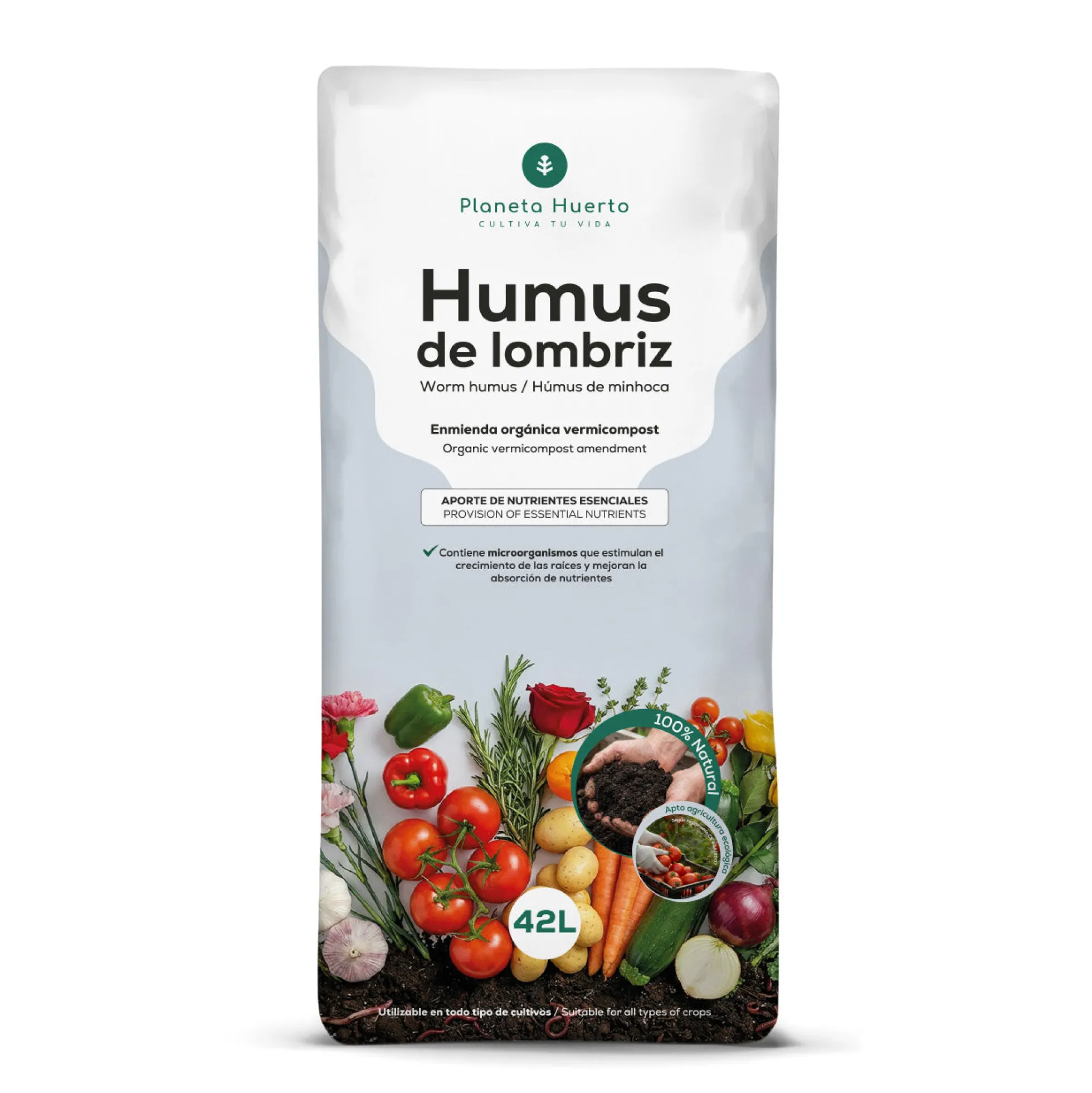 Pack 3x Humus de Lombriz 100% Natural Planeta Huerto 42 L