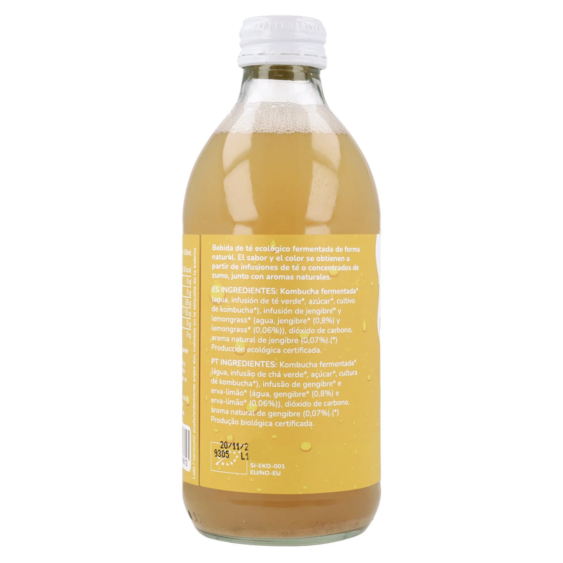 Pack 12x Kombucha ECO Jengibre y lemongrass Planeta Huerto 330 ml