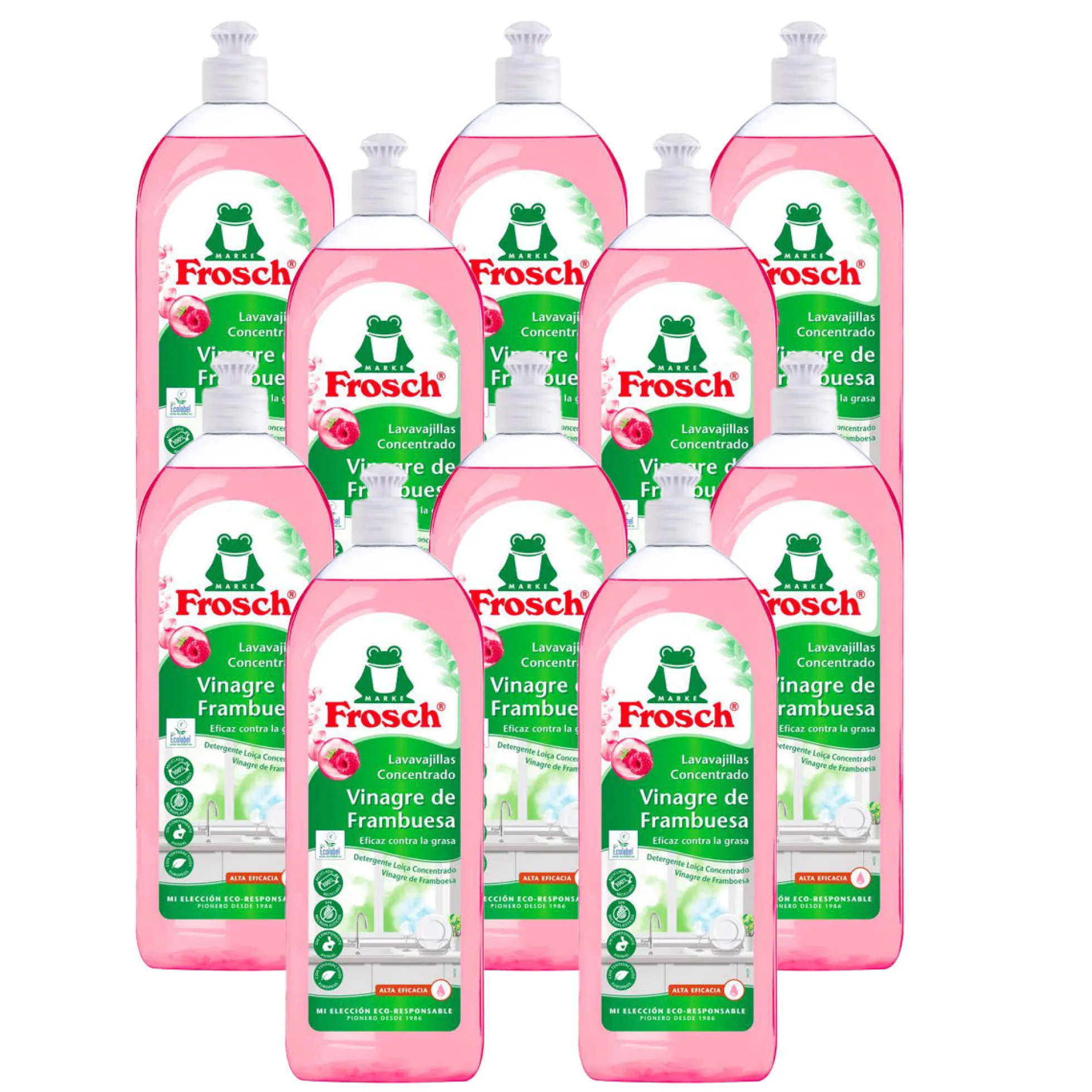 Pack 10x Lavavajillas frambuesa Frosch 750 ml