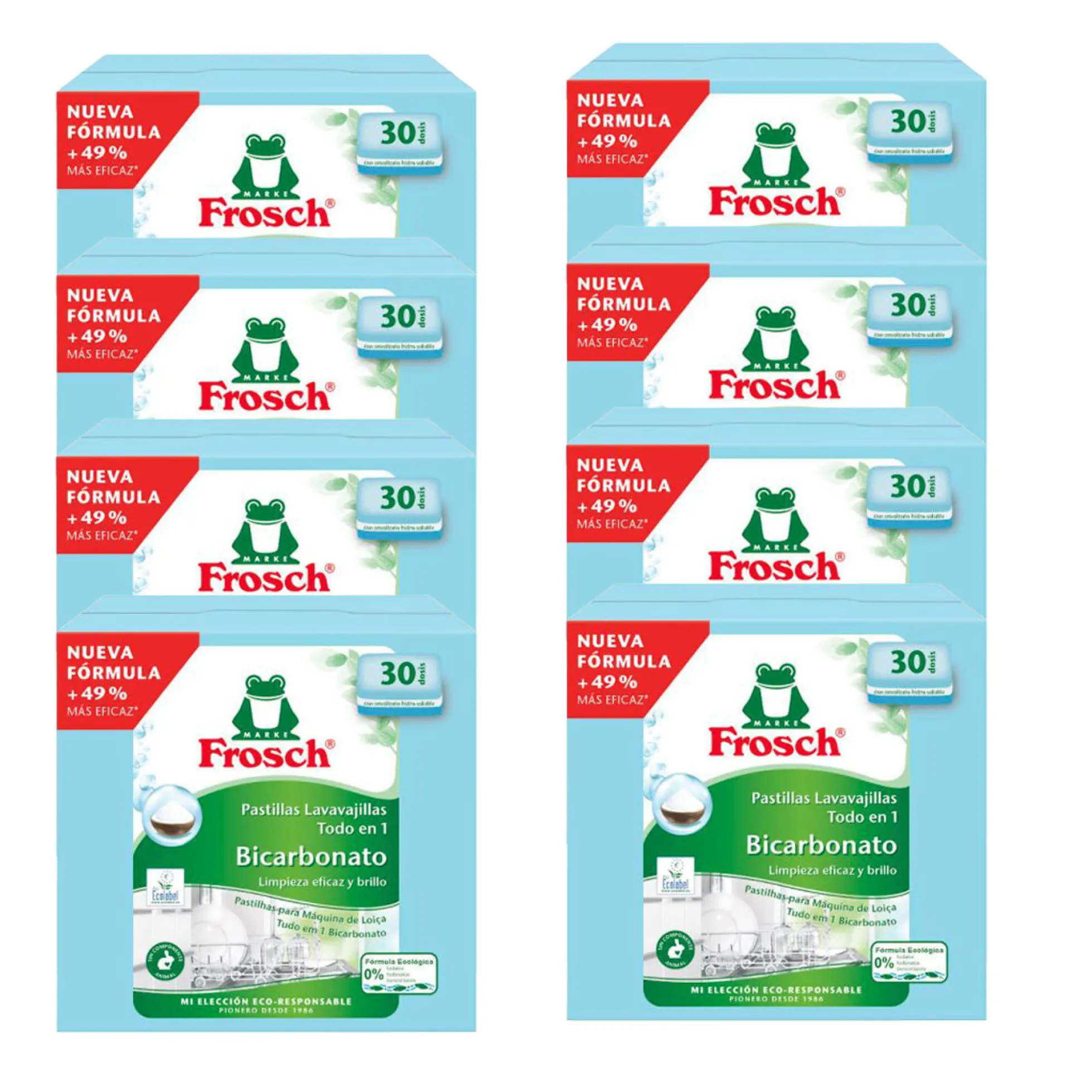 Pack 8x Lavavajillas, Frosch, 30 pastillas
