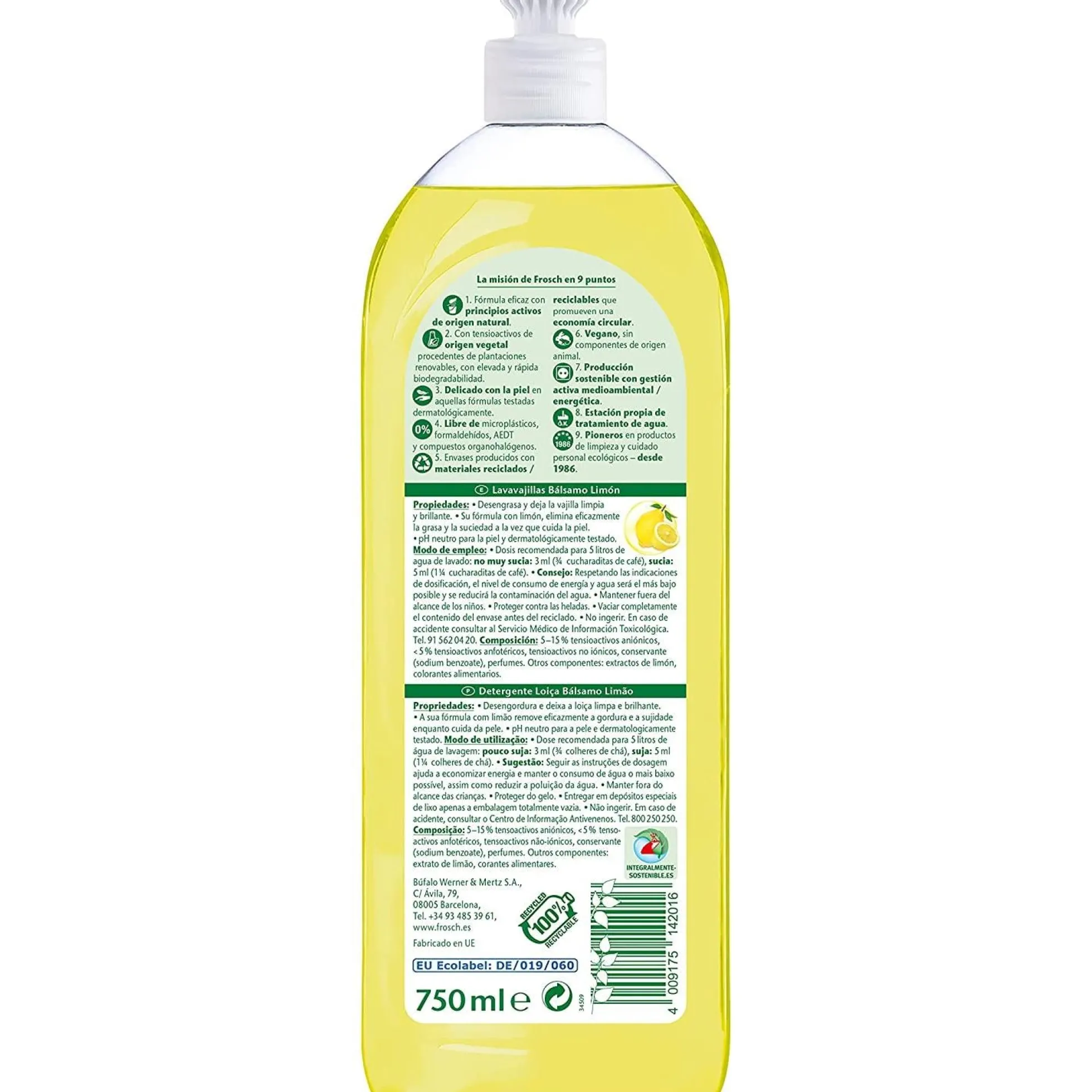 Pack 8X Lavavajillas limón Eco Frosch 750 ml