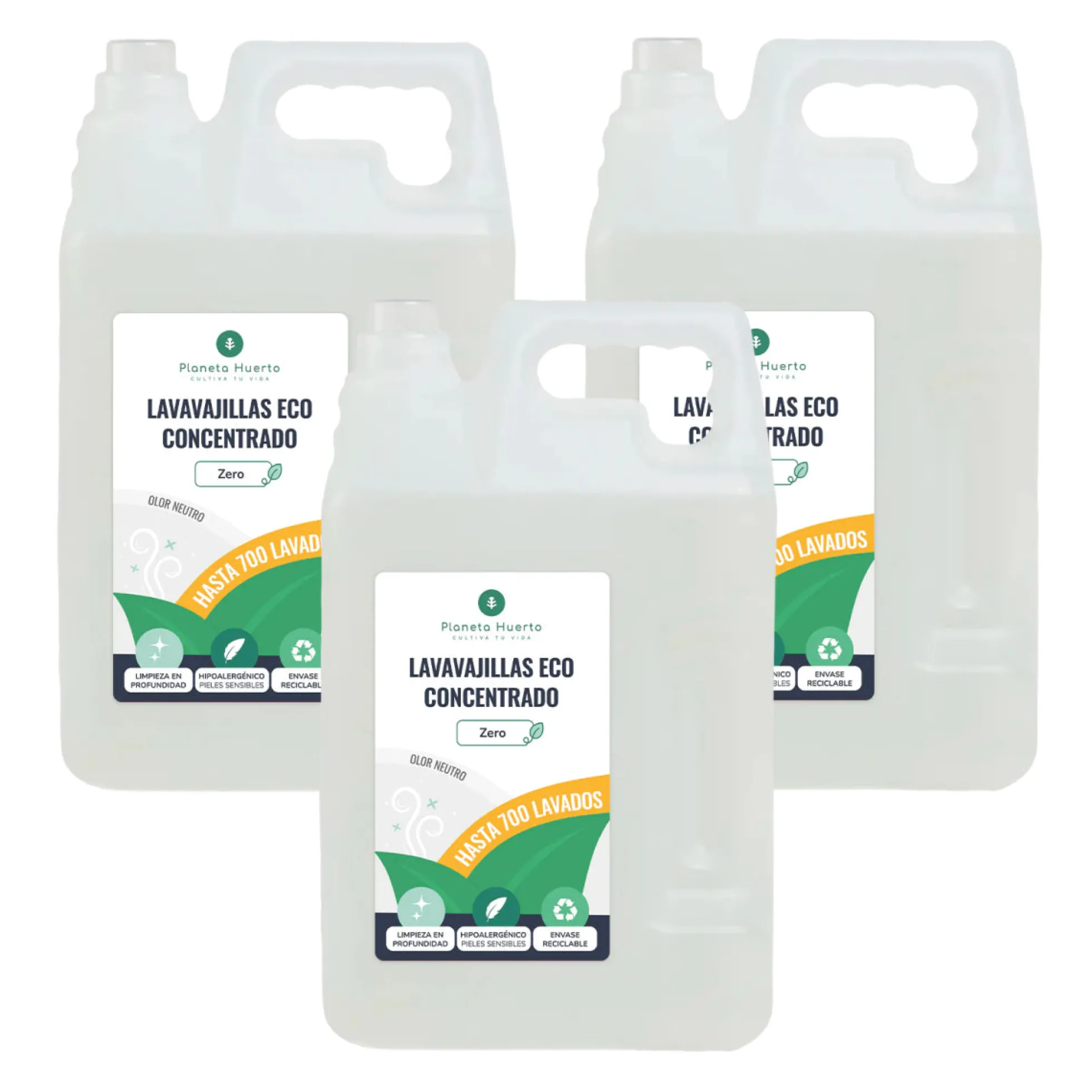 Pack 3xLavavajillas Manual Hipoalergénico Sin perfume Eco Planeta Huerto 5l