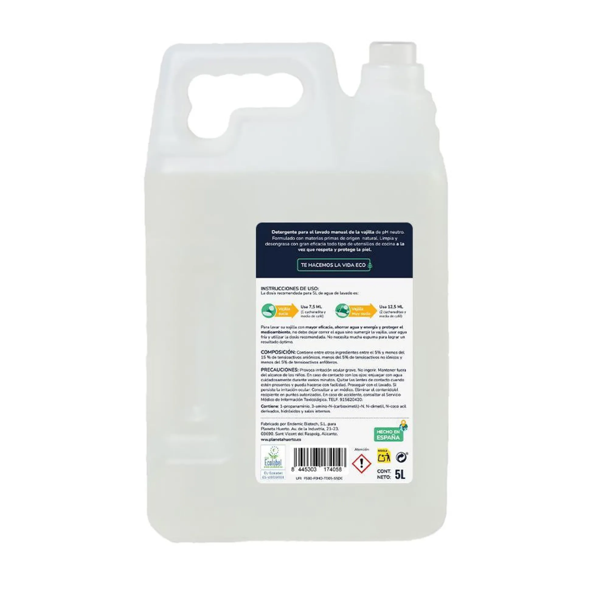 Pack 3xLavavajillas Manual Hipoalergénico Sin perfume Eco Planeta Huerto 5l