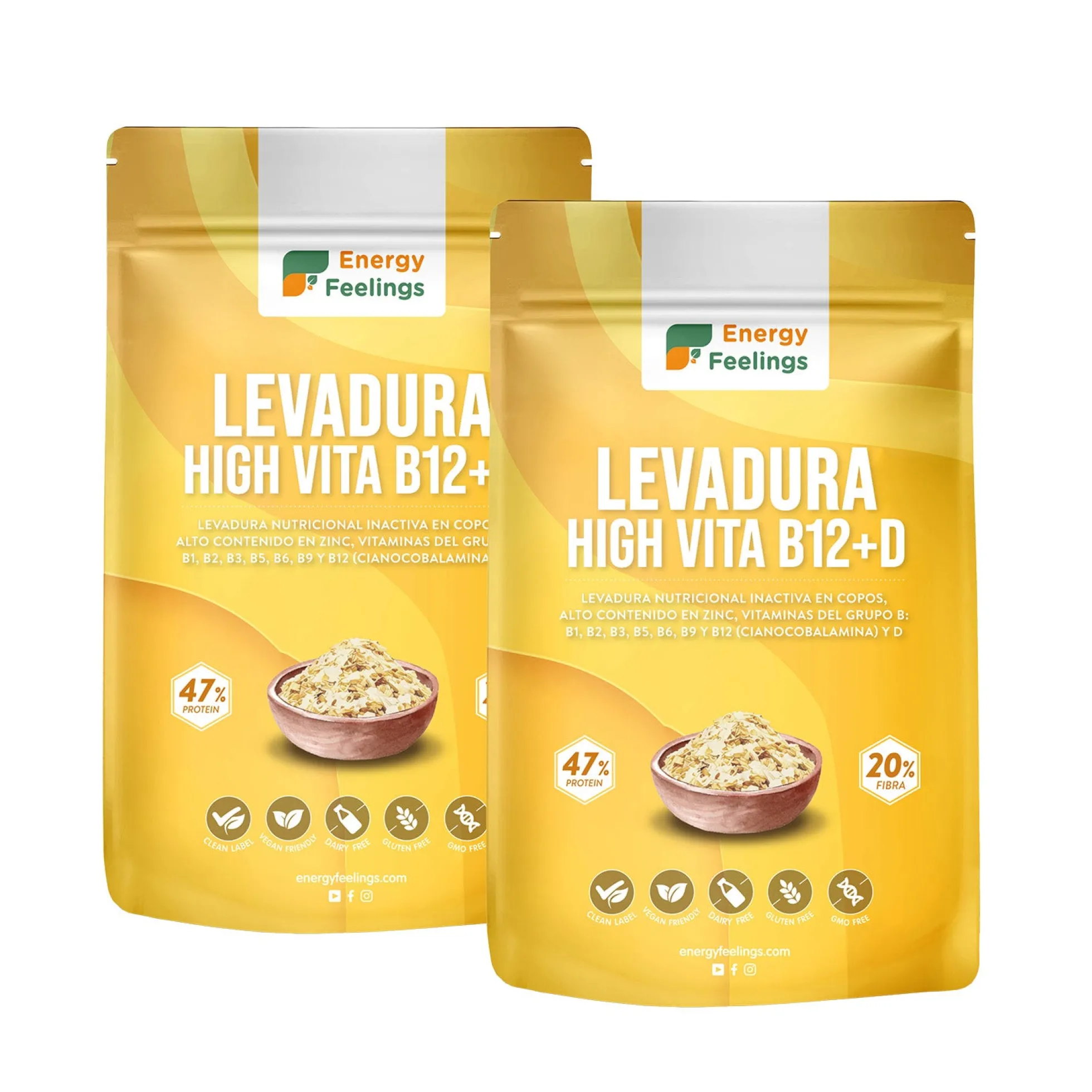 Pack 2x Levadura nutricional high vitamina D Energy Feelings 1 Kg