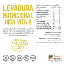 Pack 2x Levadura nutricional vitamina B12 en copos Energy Feelings, 1 Kg