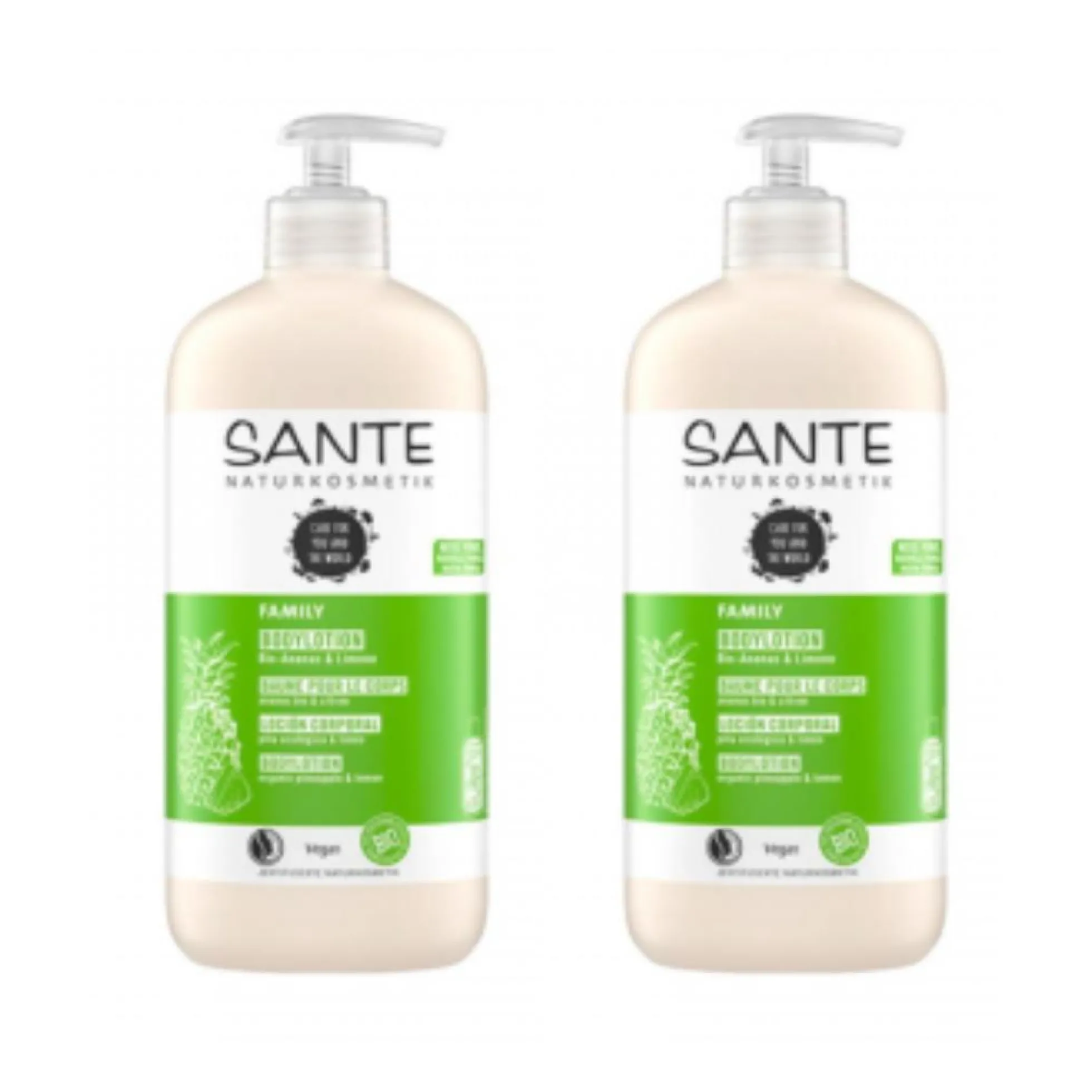 Pack x2 Loción corporal piña y limón Sante, 500 ml