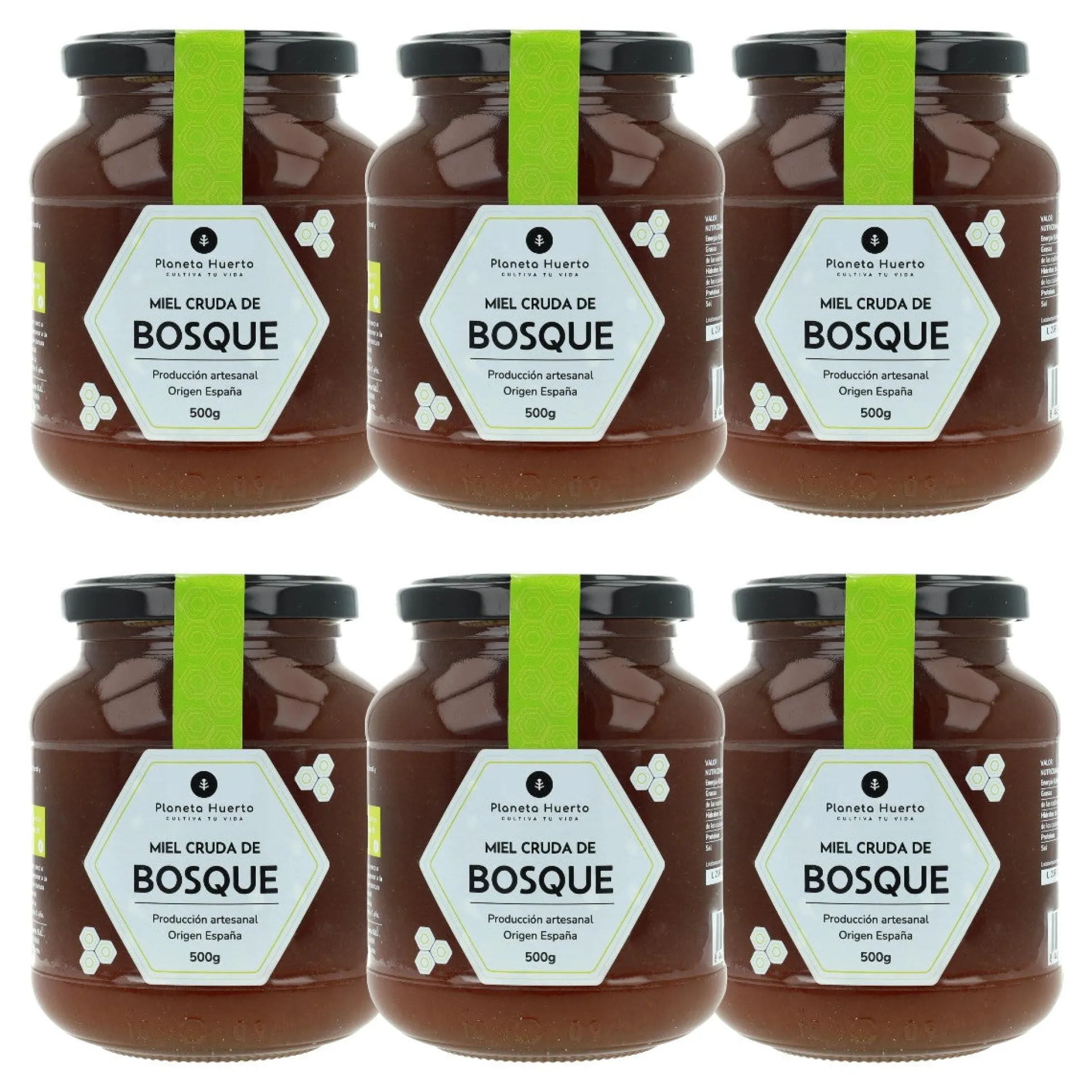 Pack 6x Miel Cruda de Bosque Planeta Huerto 500 gr