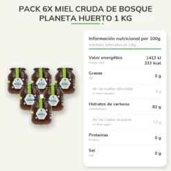Pack 6x Miel Cruda de Bosque Planeta Huerto 1 Kg