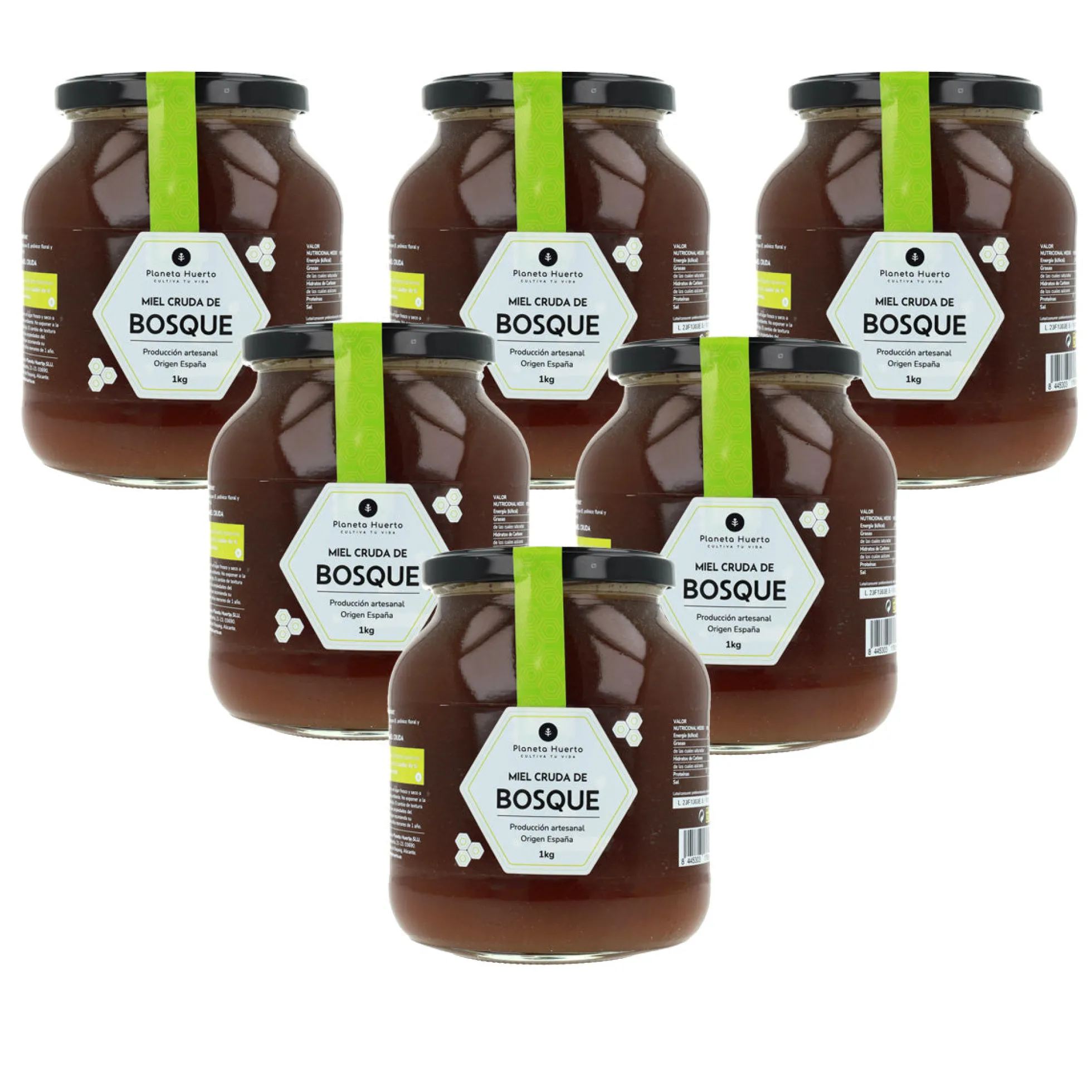 Pack 6x Miel Cruda de Bosque Planeta Huerto 1 Kg