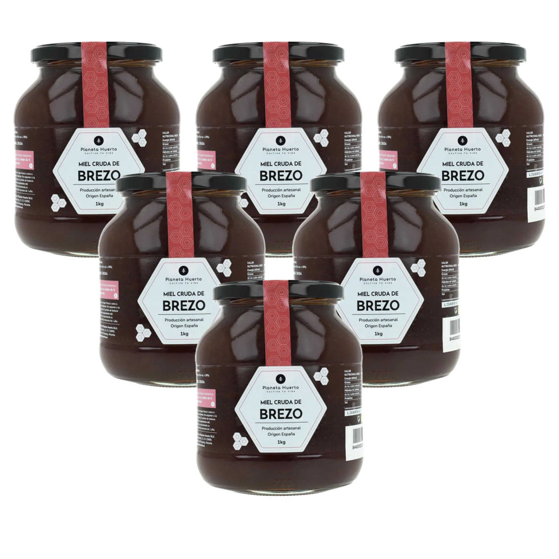 Pack 6x Miel Cruda de Brezo Planeta Huerto 1 Kg