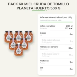 Pack 6x Miel Cruda de Tomillo Planeta Huerto 500 g