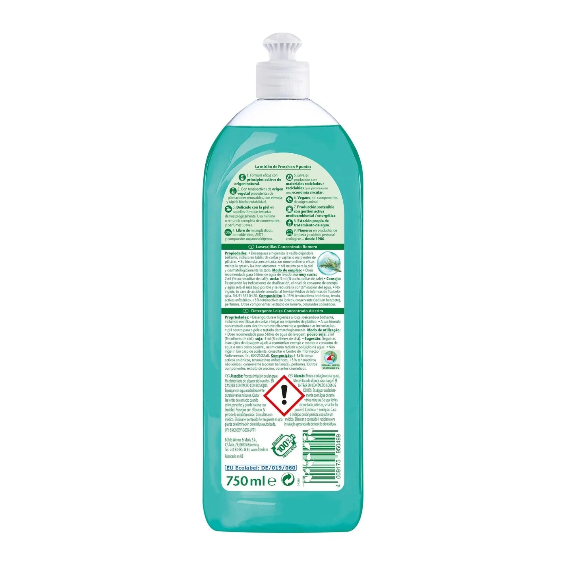 Pack 2 x 750 ml Lavavajillas romero Frosch