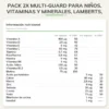 Pack 2x Multi-Guard para Niños. Vitaminas y Minerales, Lamberts, 100 tabletas masticables