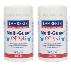 Pack 2x Multi-Guard para Niños. Vitaminas y Minerales, Lamberts, 100 tabletas masticables