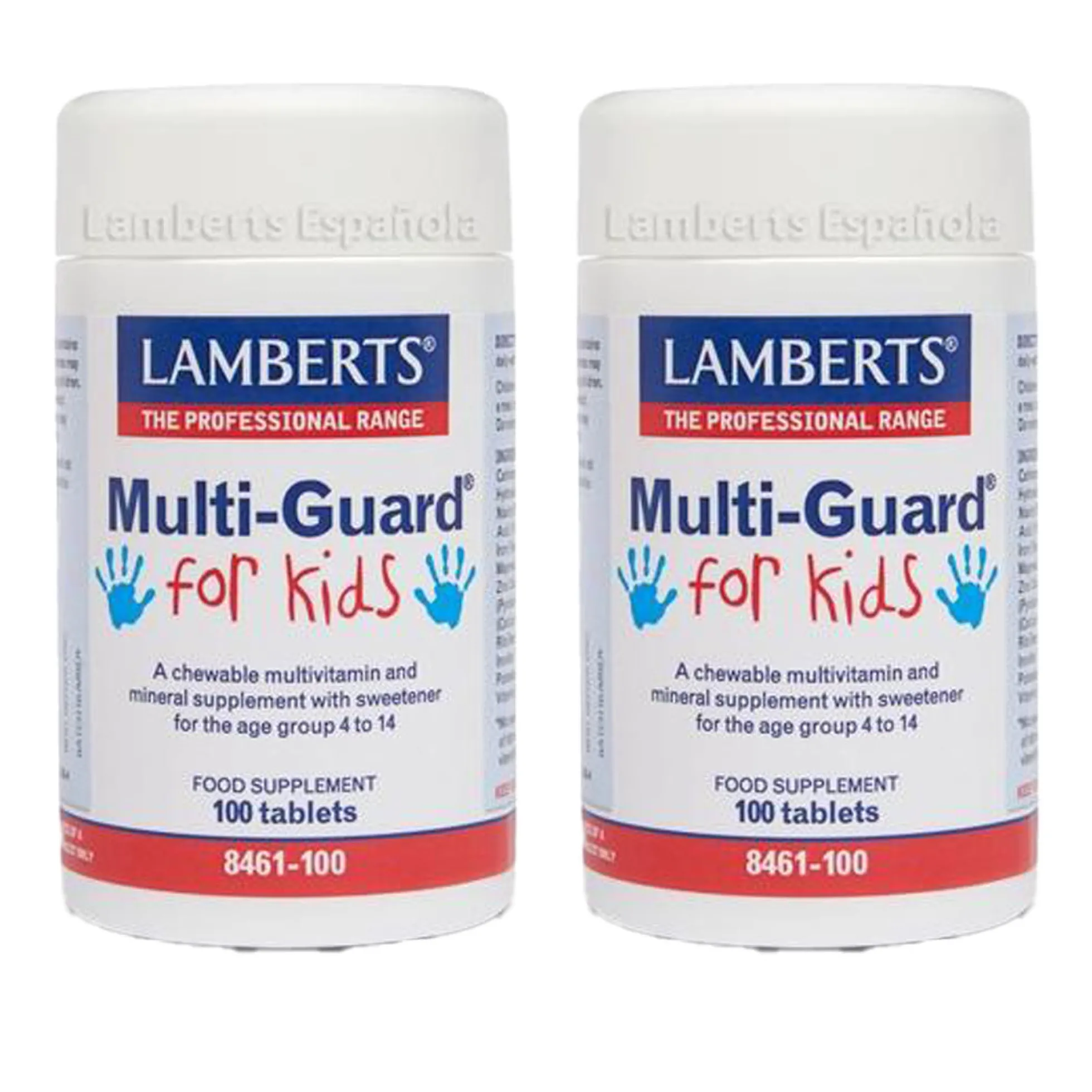 Pack 2x Multi-Guard para Niños. Vitaminas y Minerales, Lamberts, 100 tabletas masticables