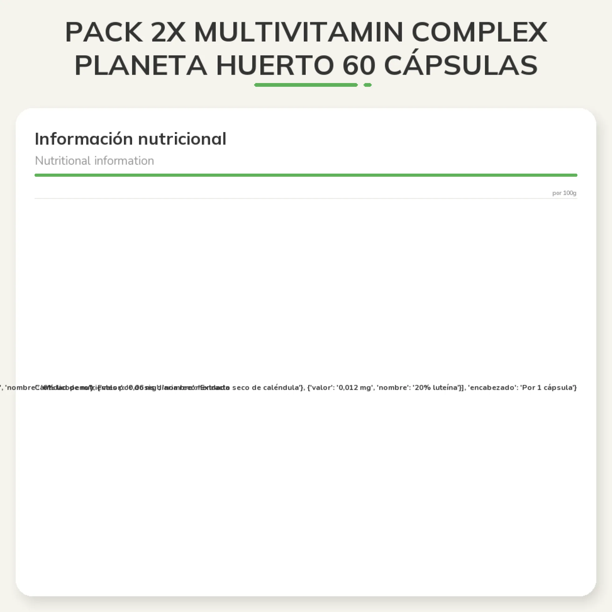 Pack 2x Multivitamin Complex Planeta Huerto 60 cápsulas