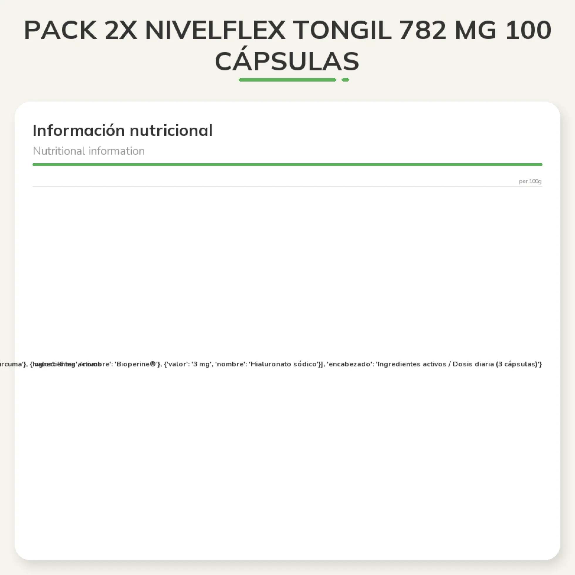 Pack 2x Nivelflex Tongil 782 mg 100 cápsulas
