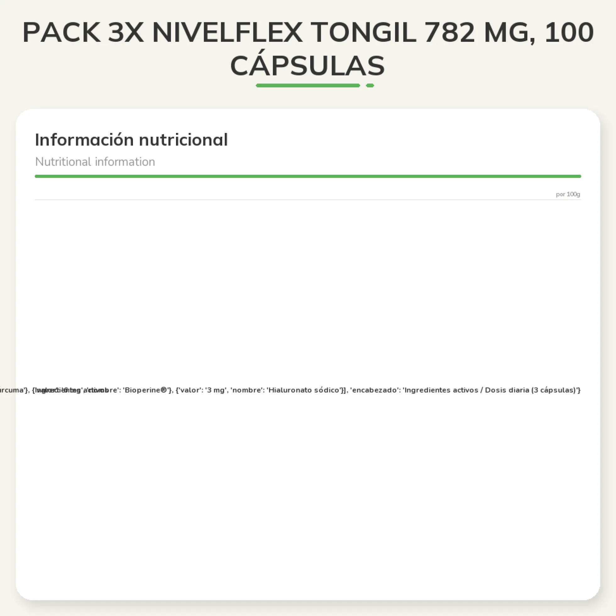 Pack 3x Nivelflex Tongil 782 mg, 100 cápsulas