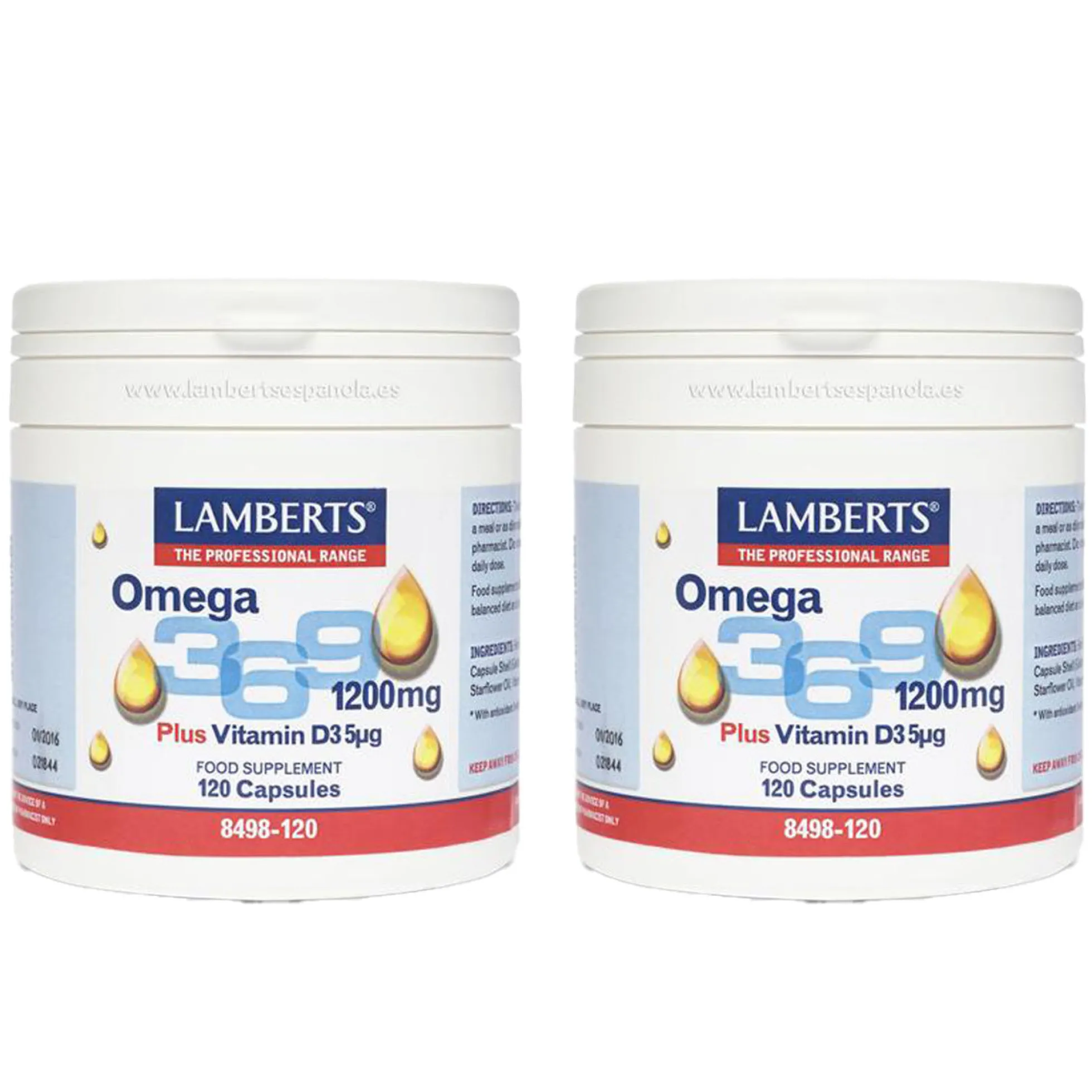 Pack 2x Omega 3-6-9 con Vitamina D3 Lamberts 120 Caps