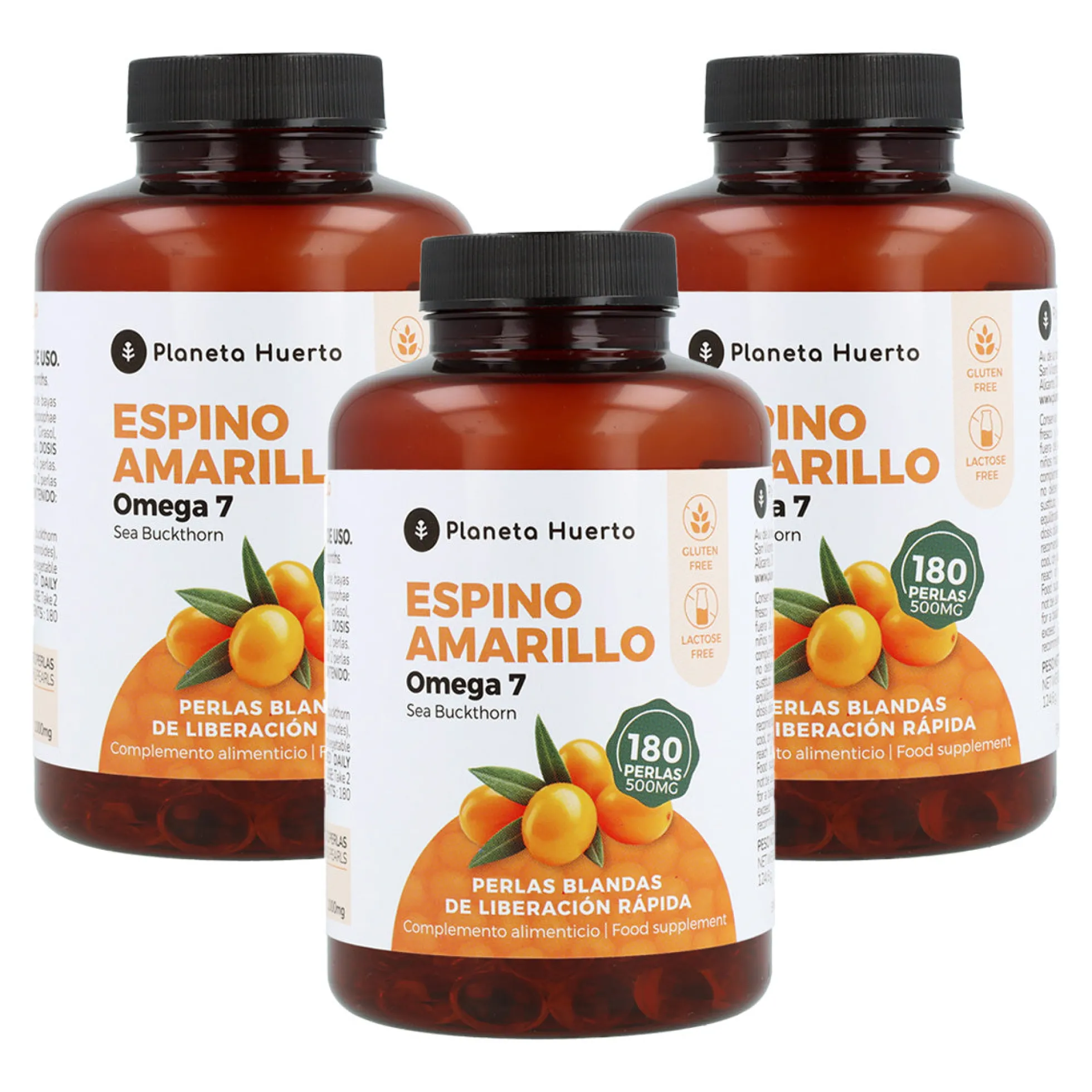 Pack 3x Omega 7 Espino Amarillo Planeta Huerto 180 Perlas