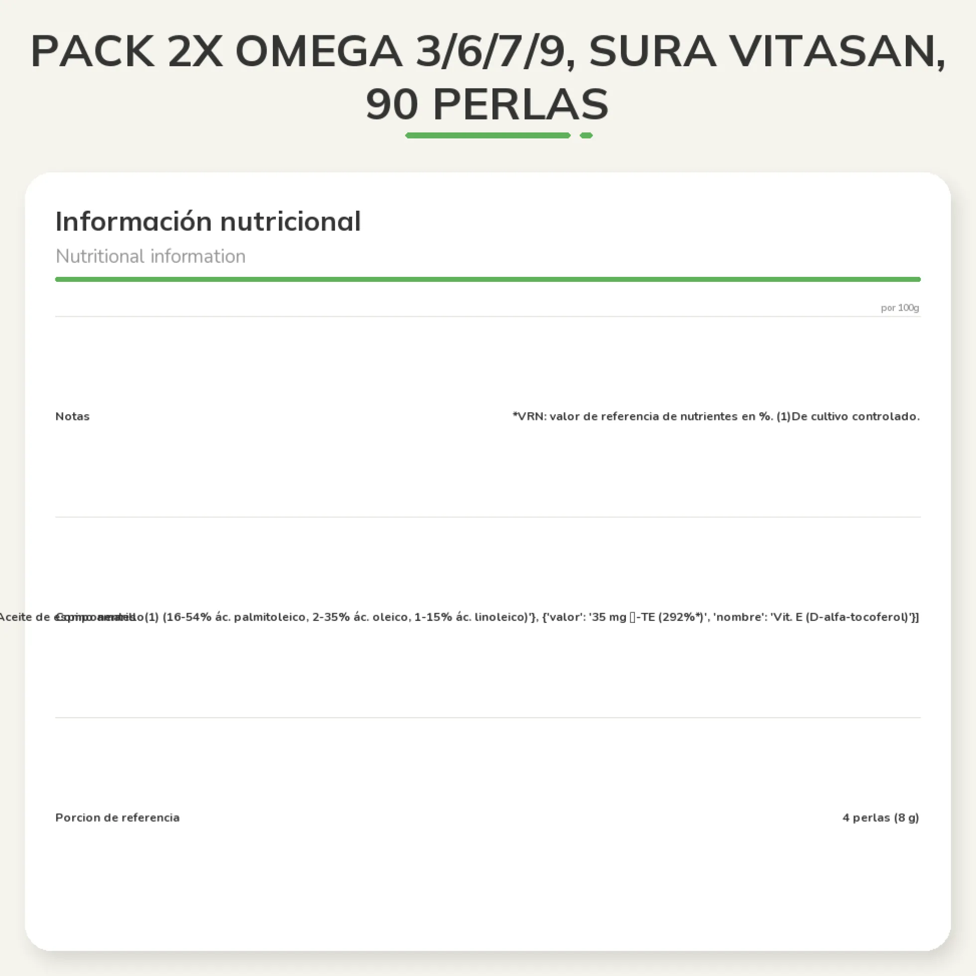 Pack 2x Omega 3/6/7/9, Sura Vitasan, 90 Perlas