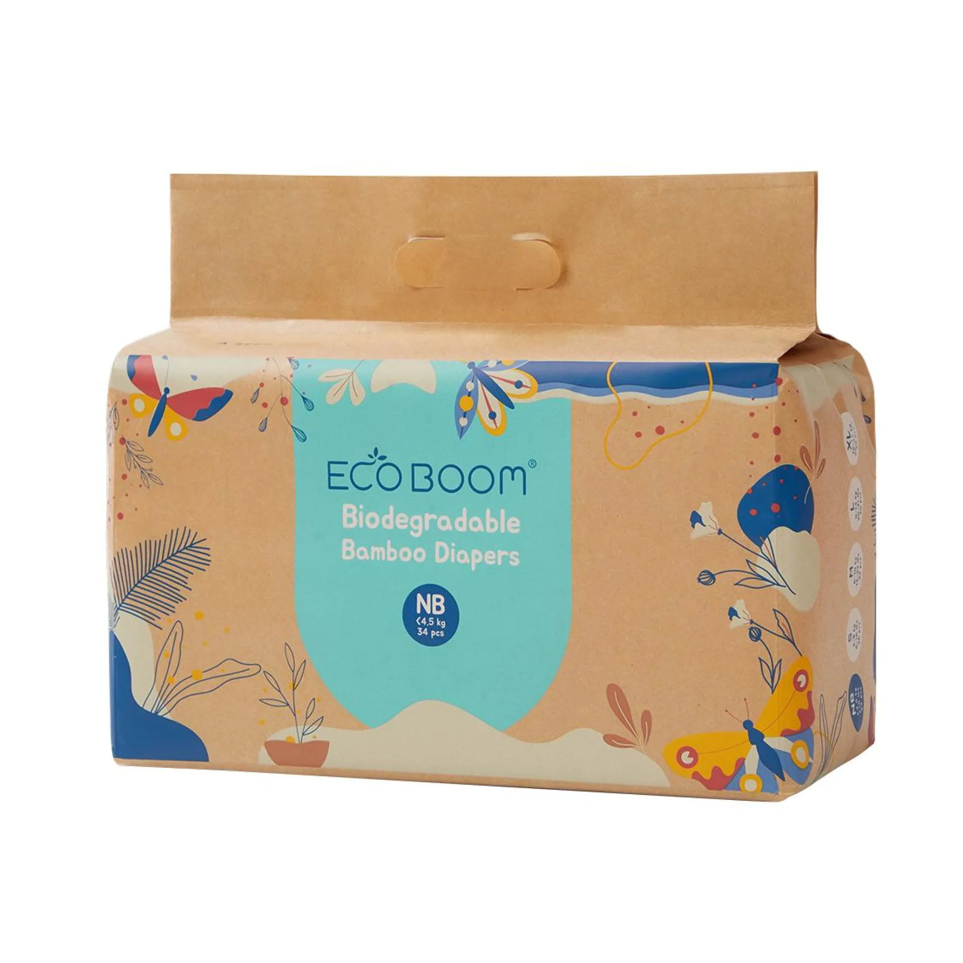 Pack 4x Pañal Ecológico de Bambú Talla 1, Ecoboom 136 Unidades